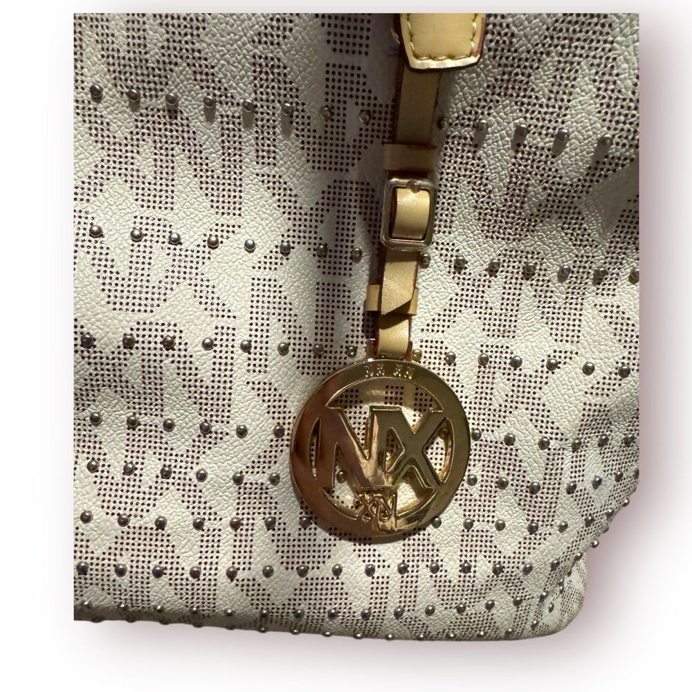 Noble Exchange Logo Monogram Studded Tote Bag - Picture 4 of 8